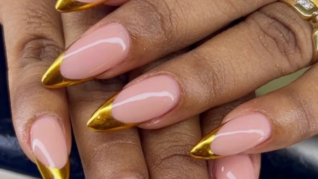 Nail work by LNC Professional technicians: almond and coffin shapes finished in gold, red, pastel florals and pink, on real clients
